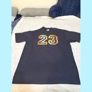 BLUE AND GOLD 2X CUSTOM 23 GRAPHIC T-SHIRT